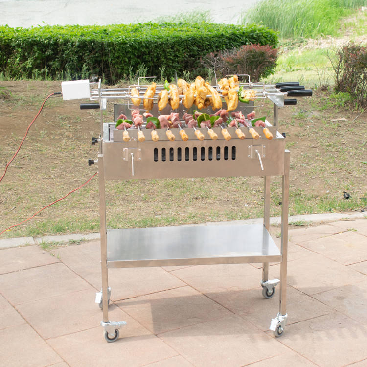 Stainless Steel Cypriot Grill Top Rotisserie Souvlaki Grill Automatic Rotate BBQ Grills