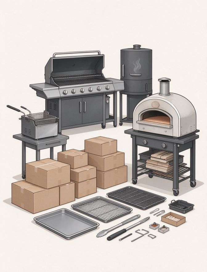 BBQ grills and outdoor cooking equipment prepared for wholesale orders